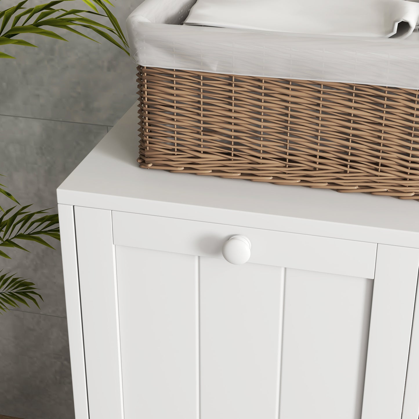 Kleankin Tilt-Out Laundry Cabinet, Modern Bathroom Cabinet with 2 Compartments For Bathroom Washroom