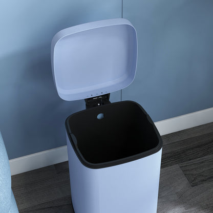 20 Litre Pedal Bin, Fingerprint Proof Kitchen Bin with Soft-close Lid, Metal Rubbish Bin with Foot Pedal and Removable Inner Bucket, Light Blue