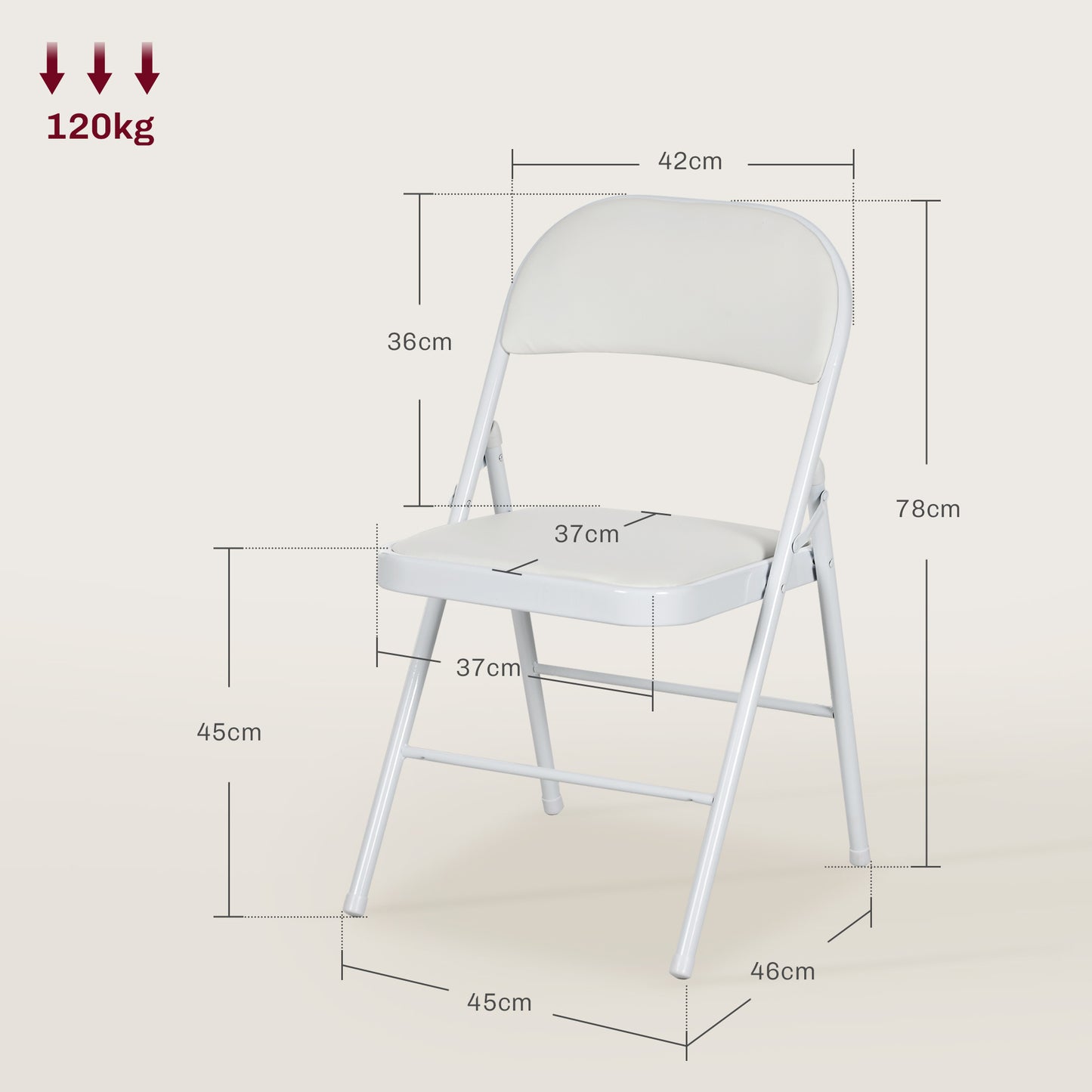 Set of Two Cushioned Steel Folding Chairs - White