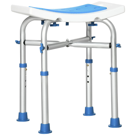 Shower Chair Bathroom Spa Stool Seat, Adjustable, Padded With Built-in Handle And Non-slip Suction Foot Pads - Blue