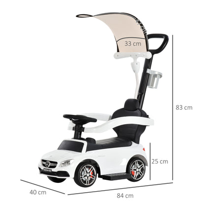 3 in 1 Ride On Push Along Car Mercedes Benz for Toddlers Stroller Sliding Walking Car with Horn Sound Safety Bar for 1-3 Years