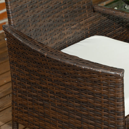 Outsunny Two-Seat Rattan Chair, with Middle Table - Brown