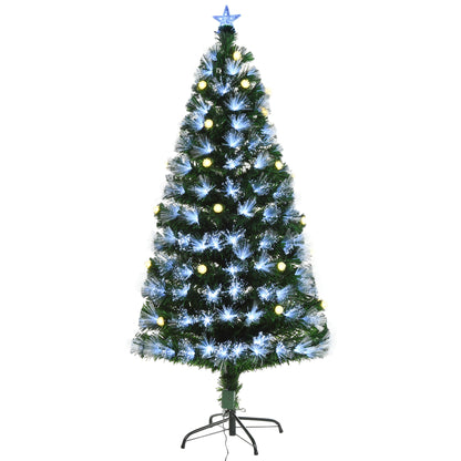 6ft White Light Artificial Christmas Tree With 230 LEDs Star Topper Tri-Base Full Bodied Seasonal Holiday Decoration Pre-Lit Home