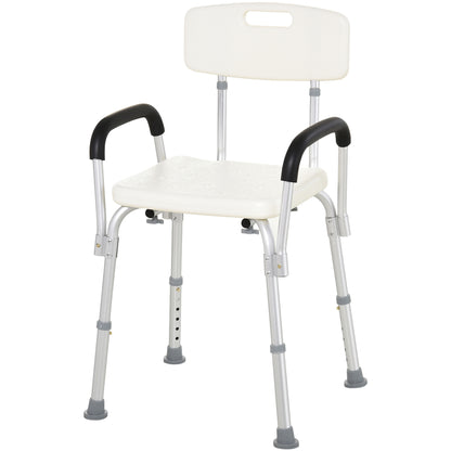 Adjustable Shower Bench Stool Chair With Back and Armrest