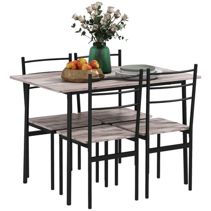 5 Piece Dining Table and Chairs Set 4, Dining Room Sets, Steel Frame Space Saving Table and 4 Chairs for Compact Kitchens