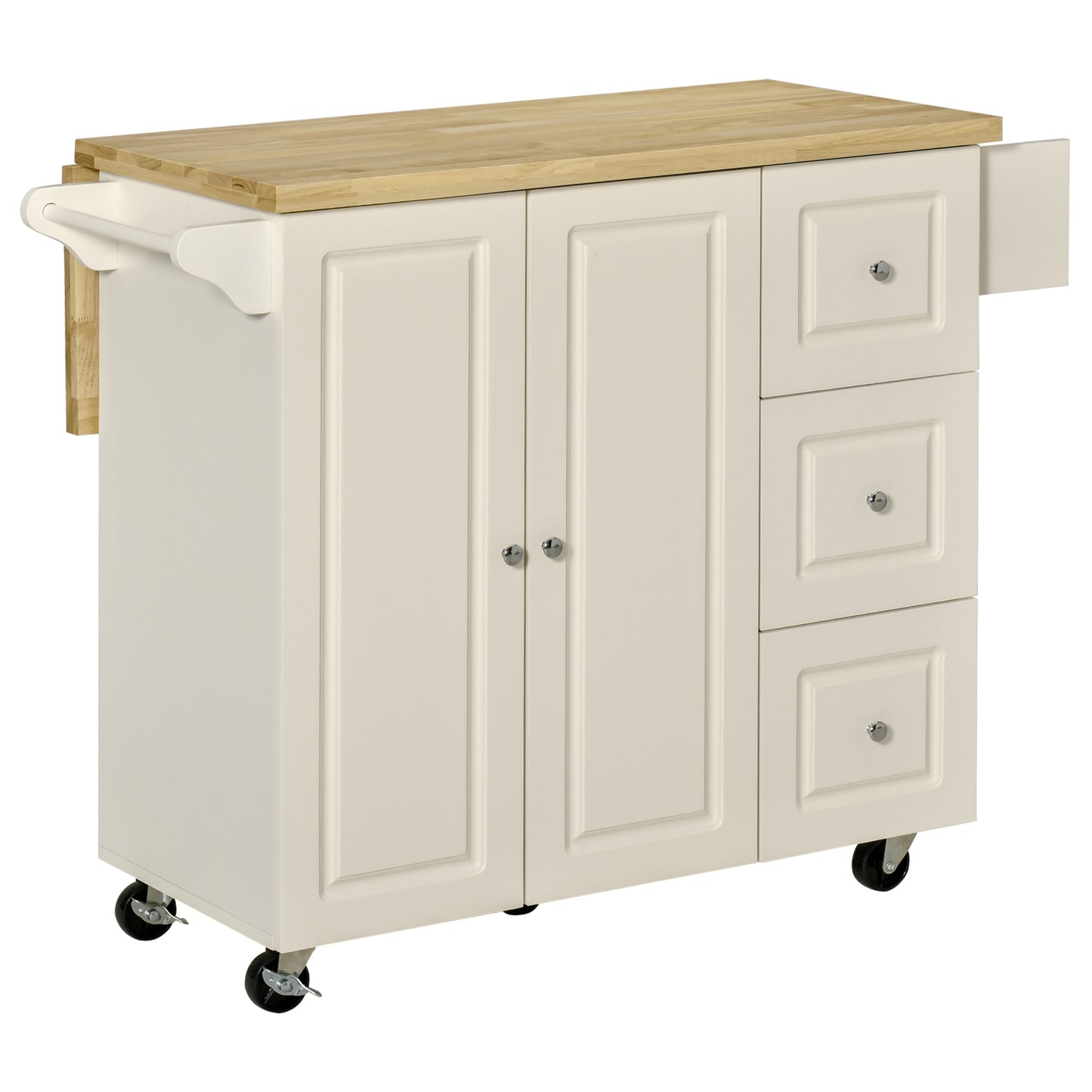 Drop-Leaf Kitchen Island on Wheels Utility Storage Cart with Drawers & Cabinet for Kitchen, Dining & Living Room