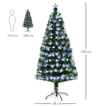 6ft White Light Artificial Christmas Tree With 230 LEDs Star Topper Tri-Base Full Bodied Seasonal Holiday Decoration Pre-Lit Home