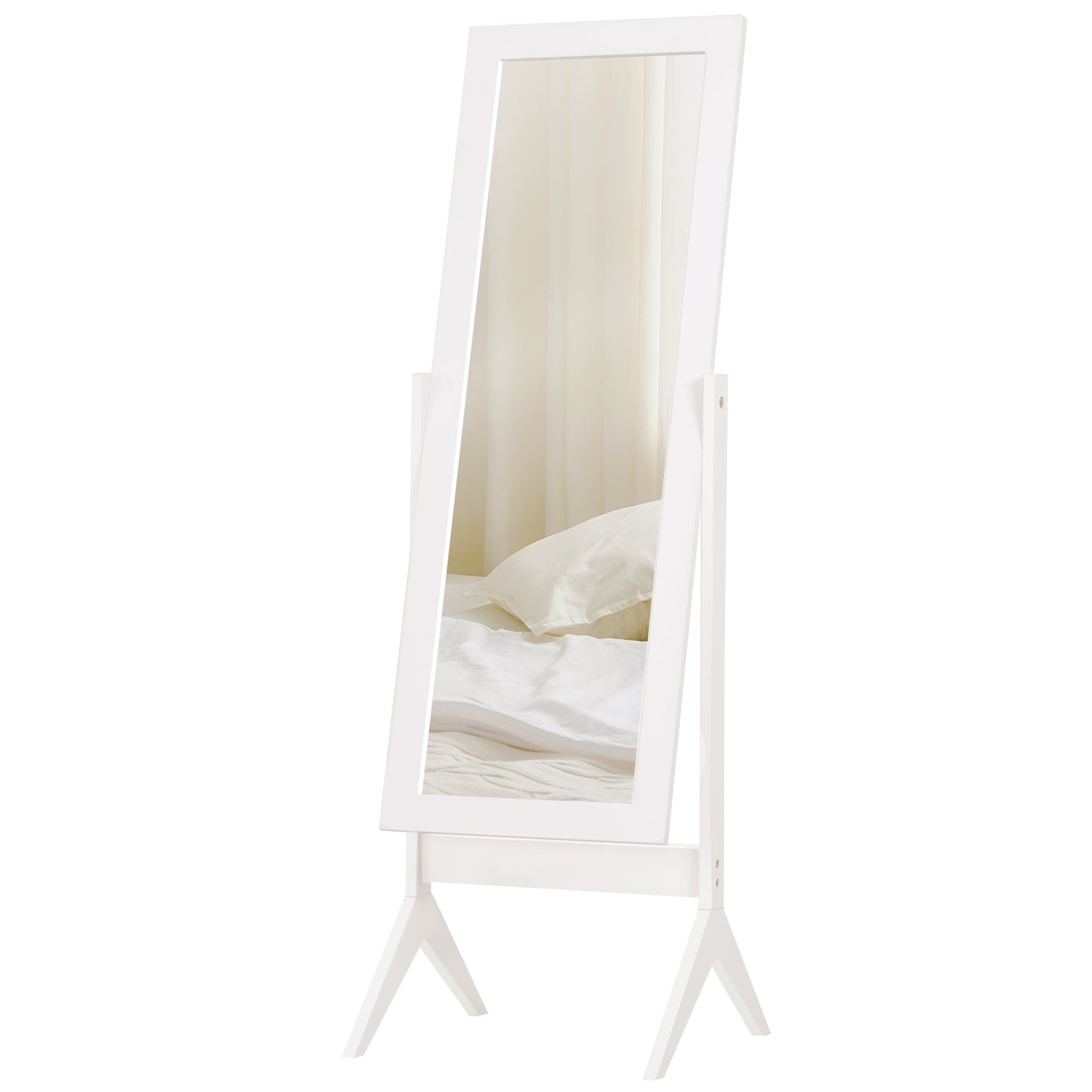 Freestanding Dressing Mirror Bedroom Tall Adjustable Angle 148x47cm White