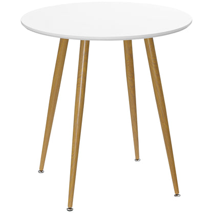 Modern Dining Table for 2 People, Round Kitchen Table, with Matte Top and Metal legs, Dining Room Living Room, White