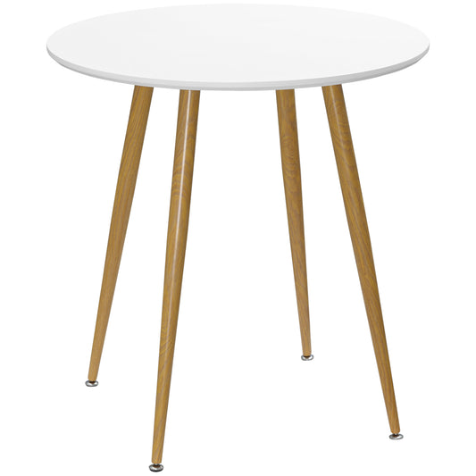 Modern Dining Table for 2 People, Round Kitchen Table, with Matte Top and Metal legs, Dining Room Living Room, White