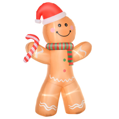 2.4m Christmas Inflatable Gingerbread Man, Lighted for Home Indoor Outdoor Garden Lawn Decoration Party Prop