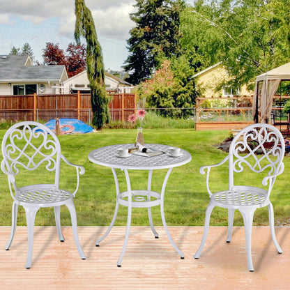 Outsunny 3 Piece Garden Table Set Bistro Set Round Table and 2 Chairs for Outdoor Indoor Patio Balcony Aluminium