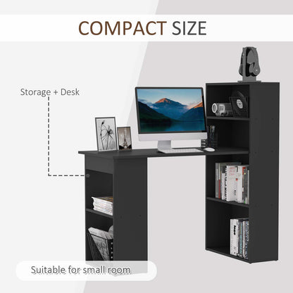 120cm Modern Computer Desk Bookshelf  Writing Table Workstation PC Laptop Study Home Office 6 Shelves Black