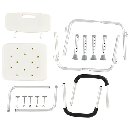 Adjustable Shower Bench Stool Chair With Back and Armrest