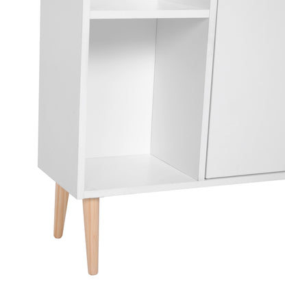 Open Bookcase Storage Cabinet Shelves Unit Free Standing With Two Doors Wooden Display White