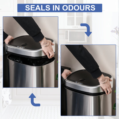 Stainless Steel Sensor Dustbin Automatic Touchless Rubbish Garbage Waste Bin 48L