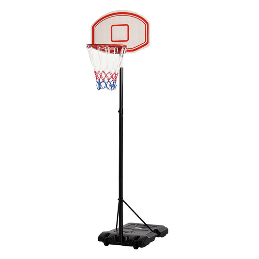 Portable Basketball Stand 175-215cm Adjustable Height Sturdy Rim Hoop w/ Large Wheels Stable Base Net Free Standing