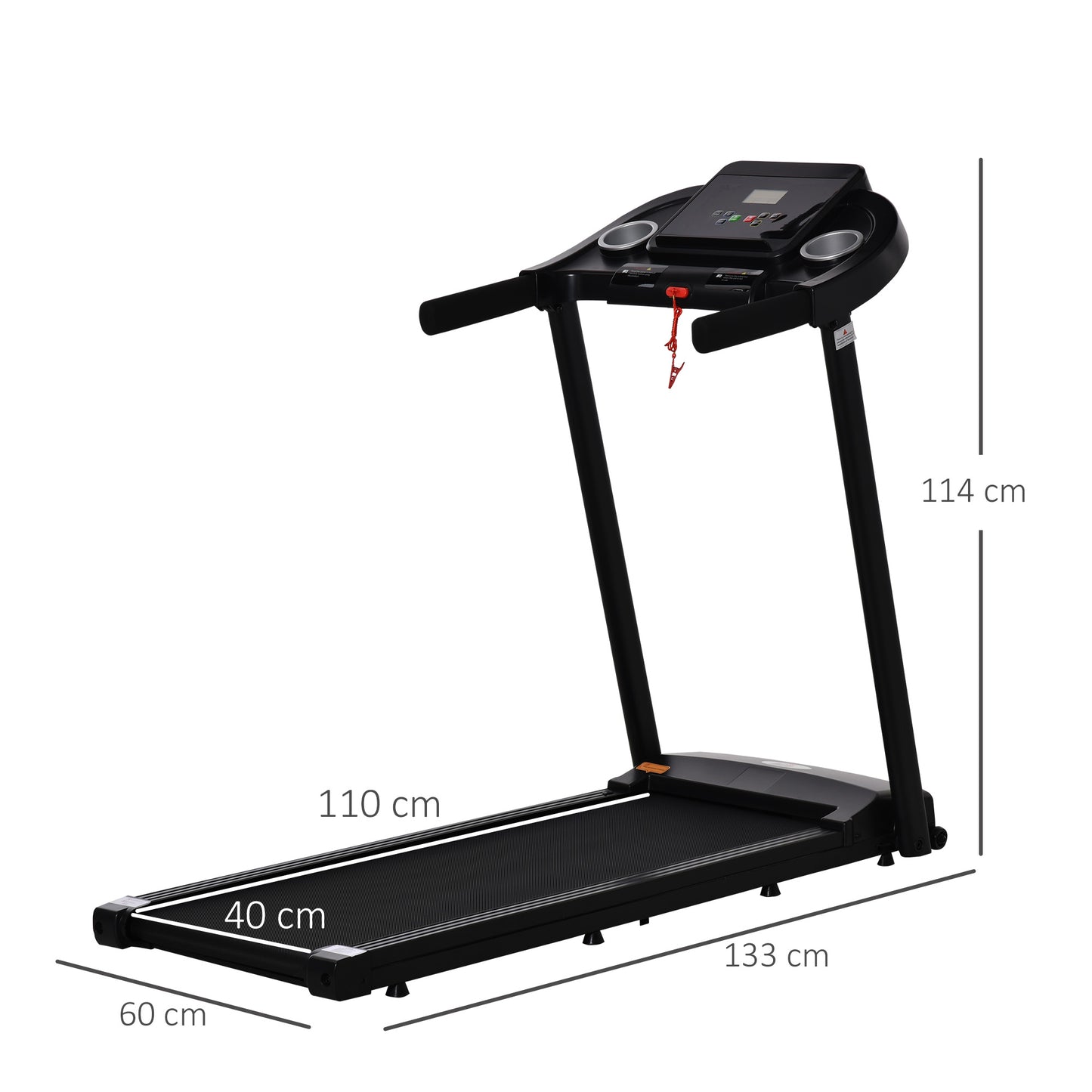 1.5HP Treadmill, 12km/h Electric 1.5HP Motorised Running Machine, w/ 12 Programs, LED Display, for Home Gym Indoor Fitness