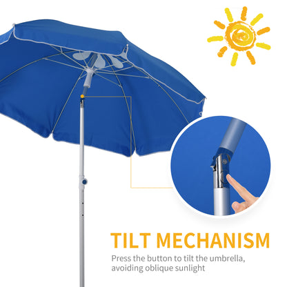 Outsunny Arc. 1.9m Beach Umbrella with Pointed Design Adjustable Tilt Carry Bag for Outdoor Patio Blue