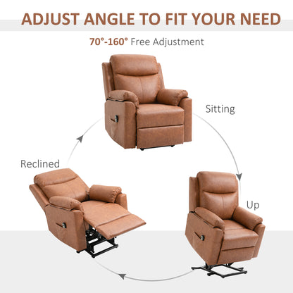 Power Lift Chair Electric Riser Recliner for Elderly, Faux Leather Sofa Lounge Armchair with Remote Control and Side Pocket