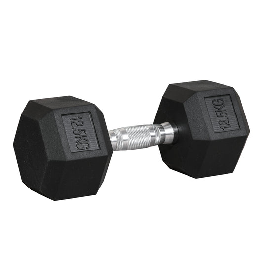 Single Rubber Hex Dumbbell Portable Hand Weights Dumbbell Home Gym Workout Fitness Hand Dumbbell 12.5KG