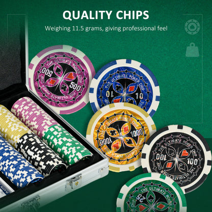 SPORTNOW 300PCS Poker Chips Set Poker Set with Mat and Chips, 2 Card Decks, Dealer, 5 Dices