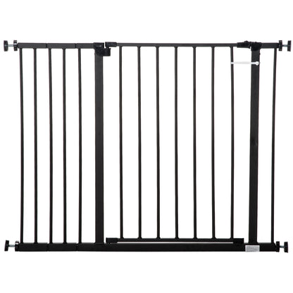 PawHut Dog Baby Gate Pet Safety Gate Stair Barrier Auto Close Door Adjustable 76 - 107 cm, Black