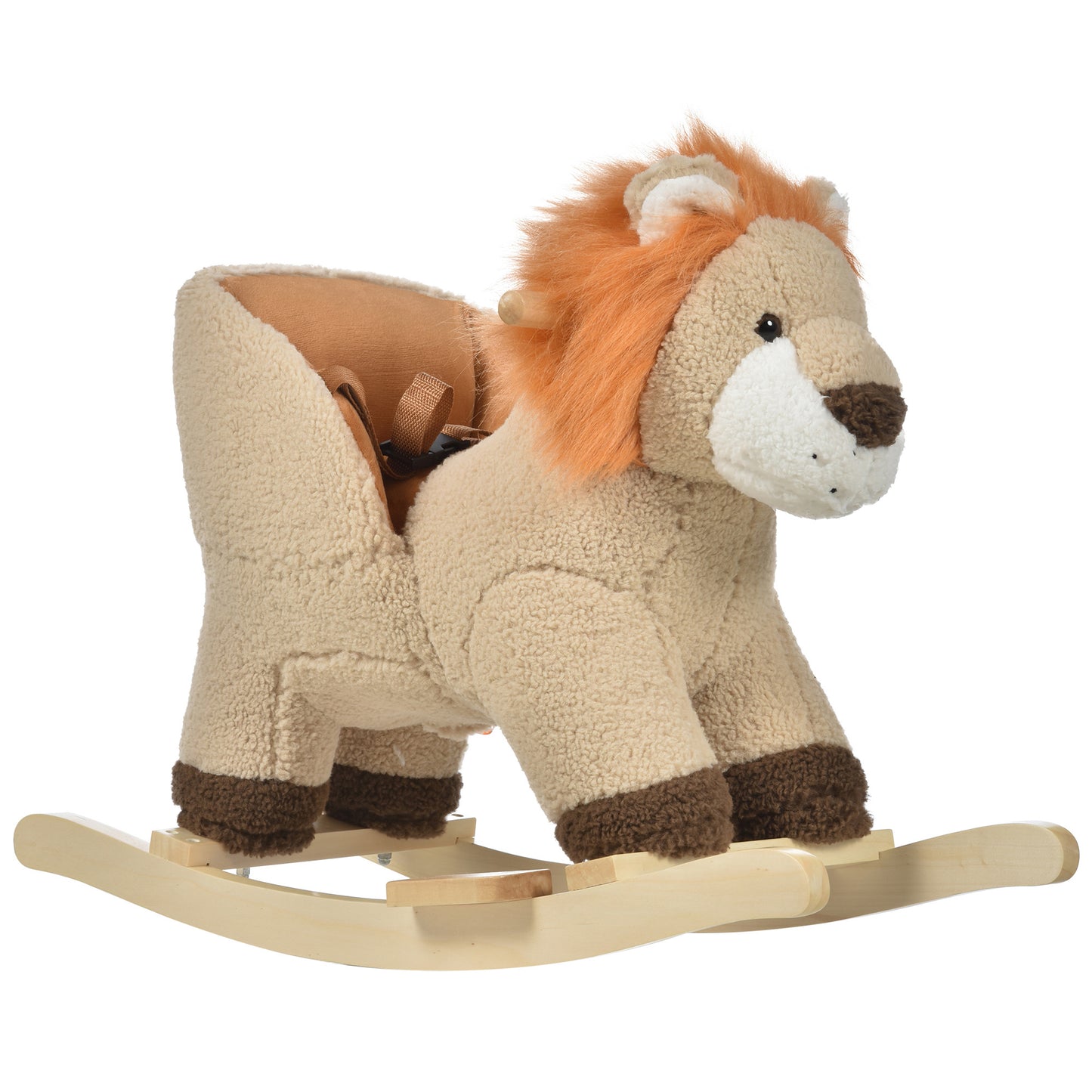 Toddlers Plush Lion Classic Rocking Horse Brown