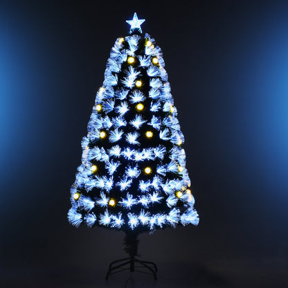 6ft White Light Artificial Christmas Tree With 230 LEDs Star Topper Tri-Base Full Bodied Seasonal Holiday Decoration Pre-Lit Home