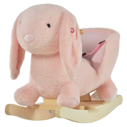 Toddlers Rabbit Plush Rocking Ride On With Sound Pink