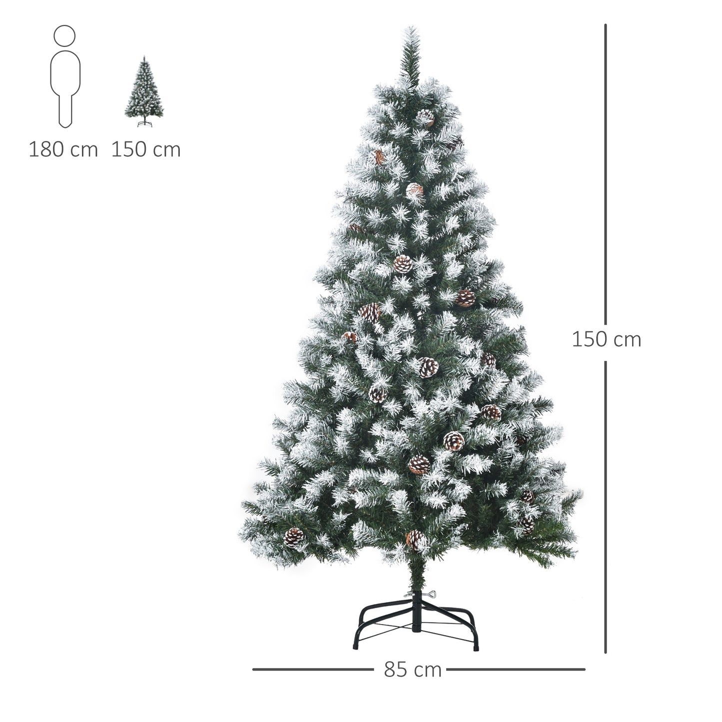 5FT Artificial Christmas Tree with Pine Cones, Holiday Home Decoration Automatic Open, Green