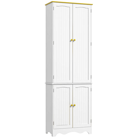 Freestanding 4-Door Kitchen Cupboard, Storage Cabinet Organizer with 4 Shelves,White