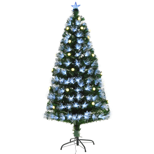 5ft White Light Artificial Christmas Tree With 180 LEDs Star Topper Tri-Base Full Bodied Seasonal Decoration Pre-Lit Home