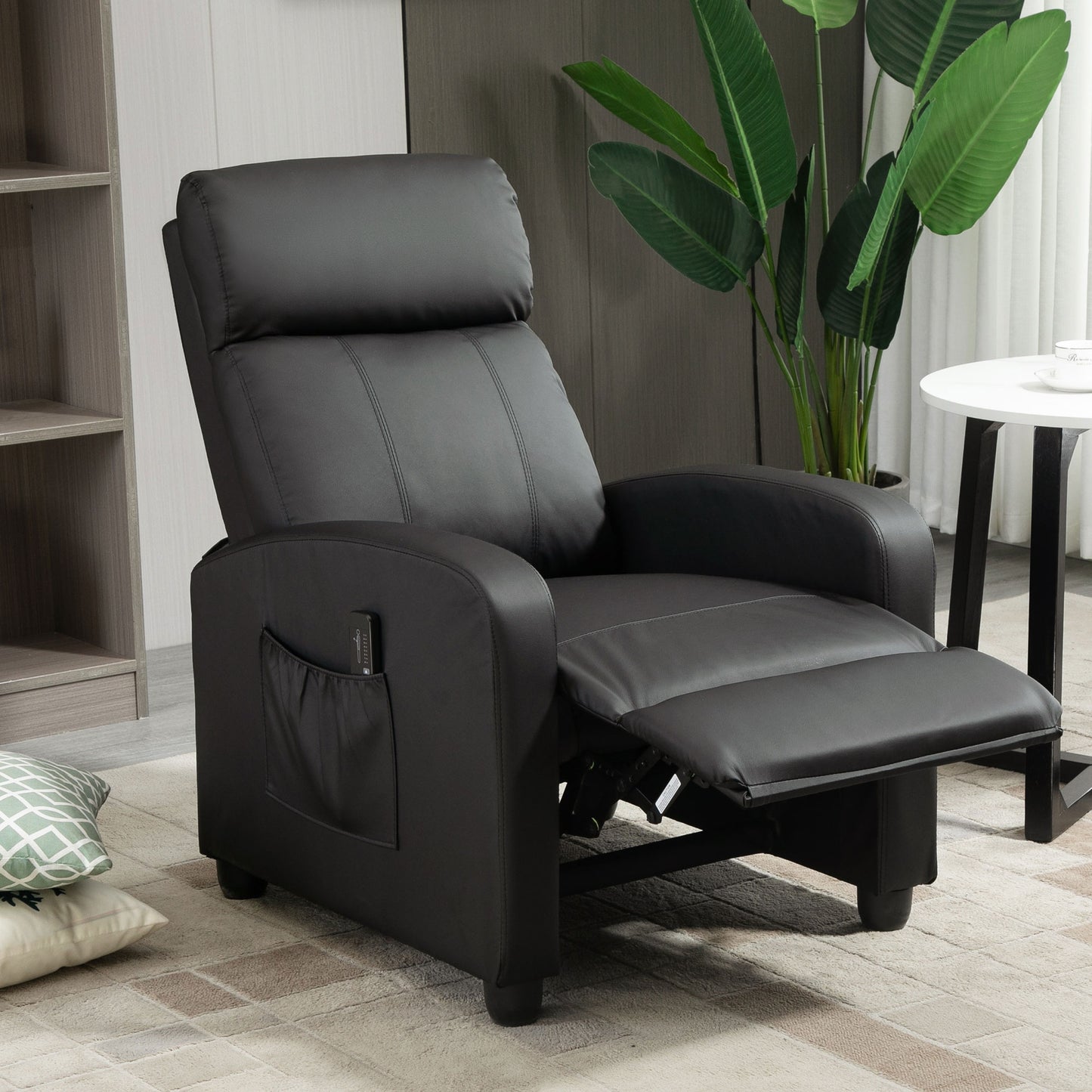 Recliner Sofa Chair PU Leather Massage Armchair w/ Footrest and Remote Control For Living Room, Bedroom, Home Theater