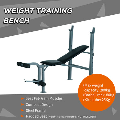 Heavy Duty Adjustable Multi Gym Chest Leg Arm Weight Bench w/4 Incline Positions - Black/Silver