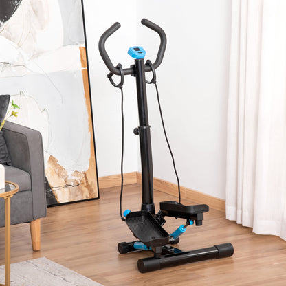 Twist Stepper Fitness Step Machine, LCD Screen, Height-Adjust Handlebars, Home Gym, Black and Blue