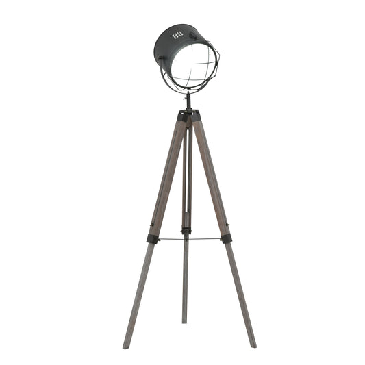 Industrial Style Tripod Floor Lamp for Living Room Bedroom, Vintage Spotlight Reading Lamp with Wooden Legs E27 Base