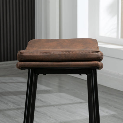 Breakfast Bar Stools Set of 2, Microfibre Upholstered Barstools, Industrial Bar Chairs with Curved Seat and Steel Frame