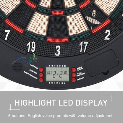 Electronic Dartboard Set 26 Games and 185 Variations with 6 Darts and Cabinet to Storage Multi-Game Option Ready-to-Play