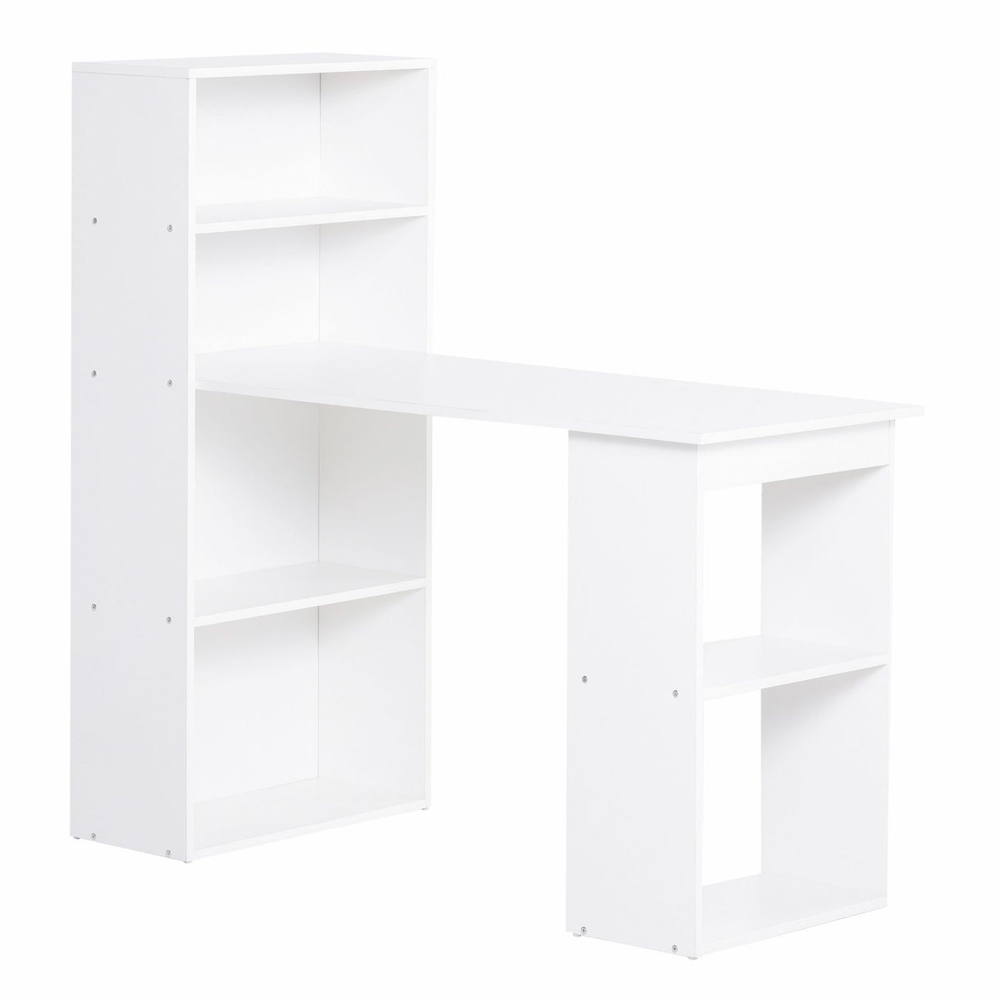 120cm Modern Computer Desk Bookshelf  Writing Table Workstation PC Laptop Study Home Office 6 Shelves White