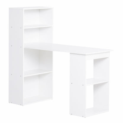 120cm Modern Computer Desk Bookshelf  Writing Table Workstation PC Laptop Study Home Office 6 Shelves White