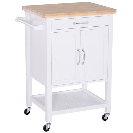 Kitchen Island Trolley Cart With Drawer-White/Oak Colour