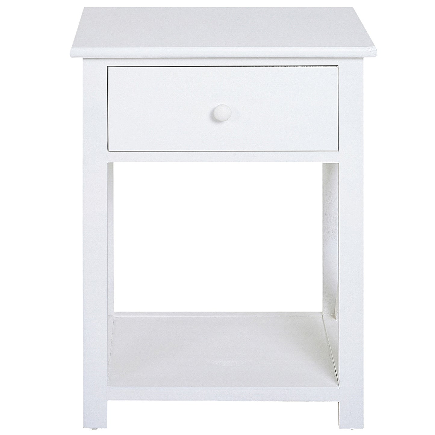 Traditional Accent End Table With 1 Drawer,X Bar Bottom Storage Shelf, for Living Room Bedroom Room 40L x 30W x 55H cm - White