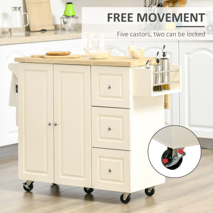 Drop-Leaf Kitchen Island on Wheels Utility Storage Cart with Drawers & Cabinet for Kitchen, Dining & Living Room