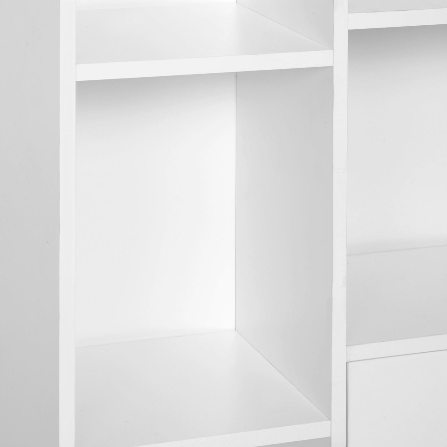 Open Bookcase Storage Cabinet Shelves Unit Free Standing With Two Doors Wooden Display White