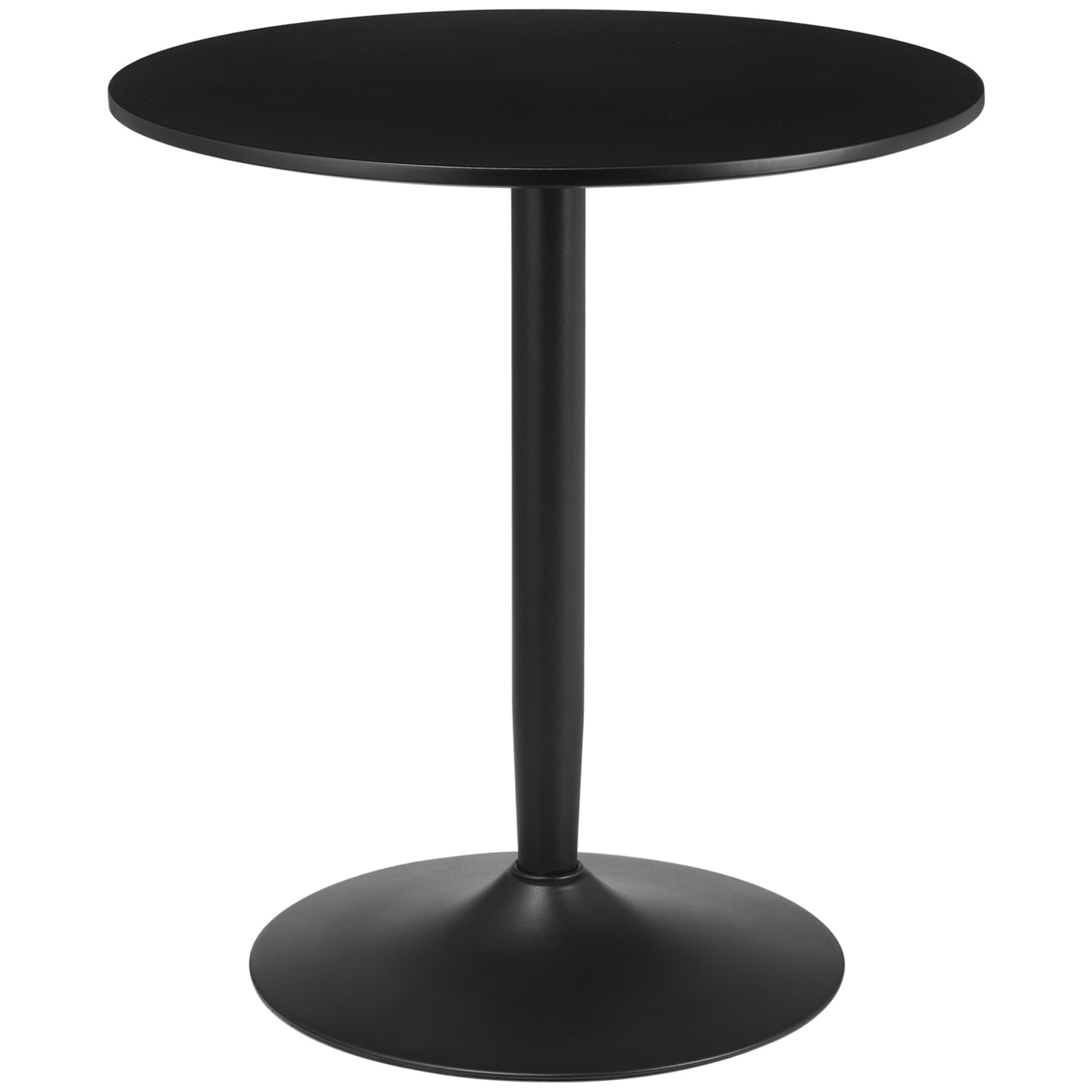 Round Dining Table, Modern Dining Room Table with Steel Base, Non-slip Foot Pad, Space Saving Small Dining Table, Black / White