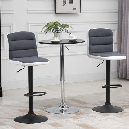 Bar stool Set of 2 Armless Adjustable Height Upholstered Bar Chair with Swivel Seat, Dark Grey