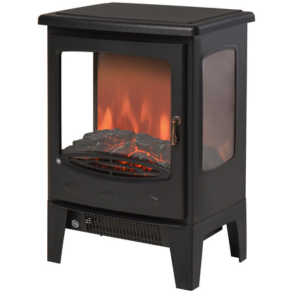 1800W Tempered Glass Electric Fireplace Heater Black