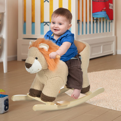 Toddlers Plush Lion Classic Rocking Horse Brown