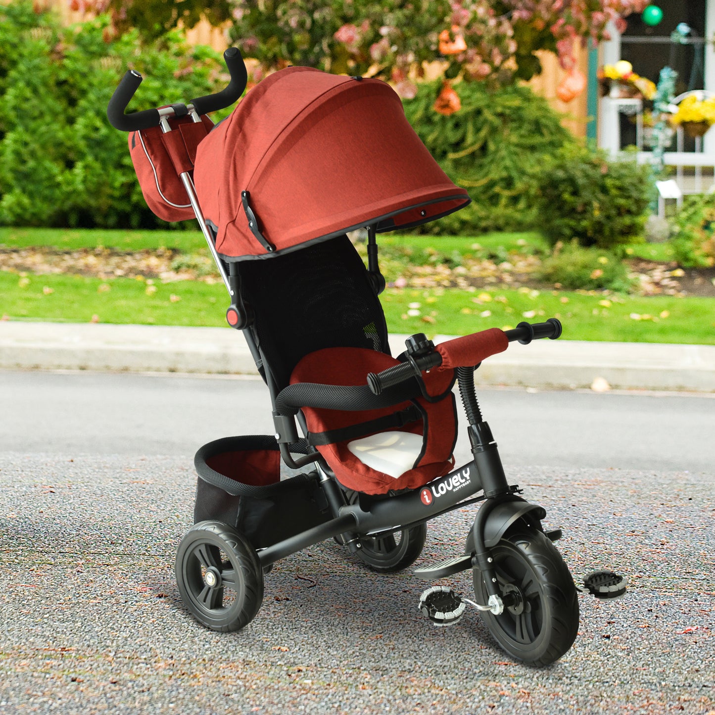 Baby Ride on Tricycle With Canopy-Red